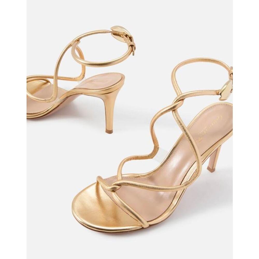 Gianvito Rossi 85mm Black Mamba Sandals in Gold 35.5
